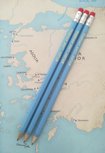 blue and gold foil pencils 'study like Athena'