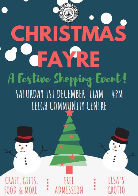 advert for Leigh Community Centre Christmas fayre 2018
