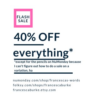 40% OFF Etsy, Folksy, NuMonday Francesca's Words